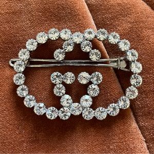 GUCCI crystal interlocking G hair barrette clip